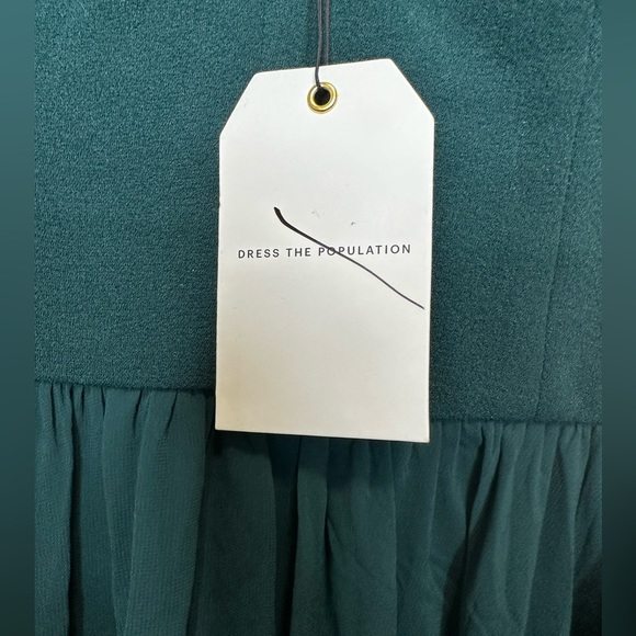 NWT Dress the Population Corey Chiffon Dress in Green size Medium. - Picture 8 of 8